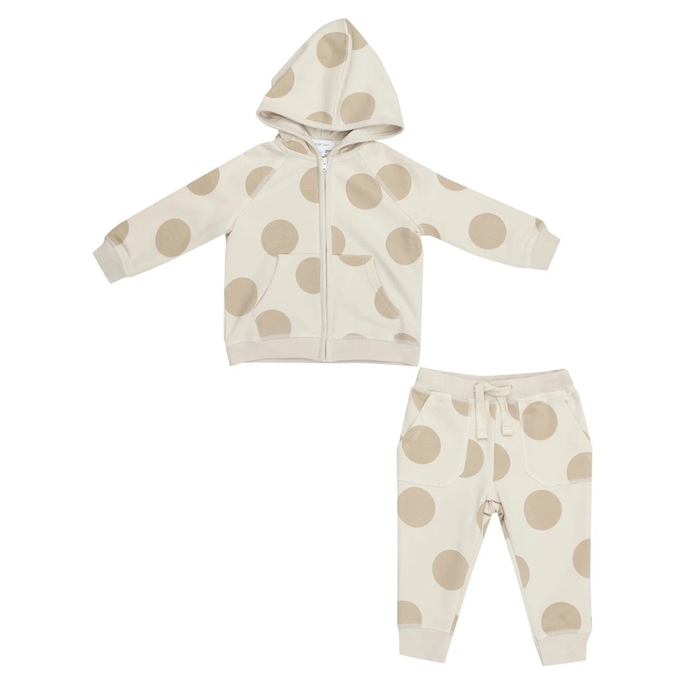 Cream Polka Dot Hoodie & Jogger Set - 4T